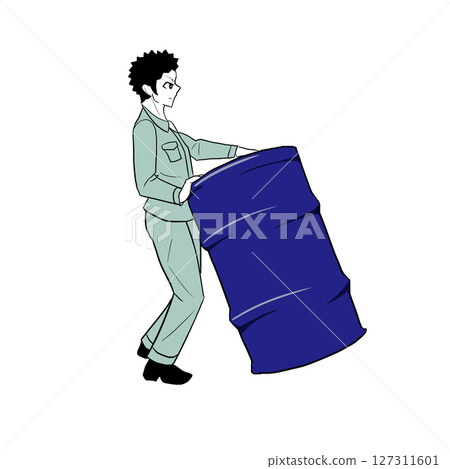 Boy rolling a drum Boy rolling a drum 127311601