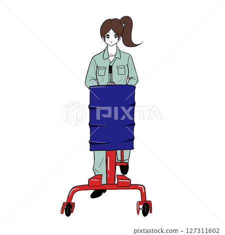 Girl carrying drum 127311602