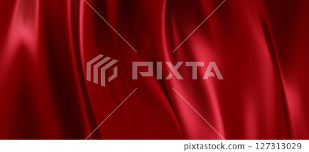 Red fabric background with copy space 3D render 127313029