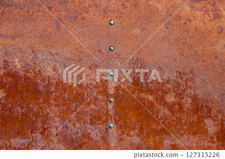 Rusty metal row of hexagonal heads 127313226