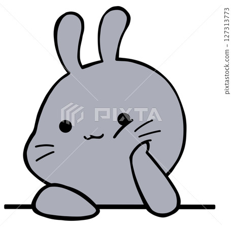 黑兔圖示用手托著下巴 127313773