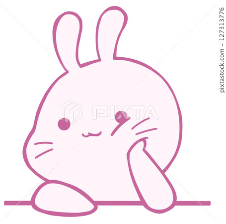 兔子圖示靠在臉頰上（粉紅色） 127313776