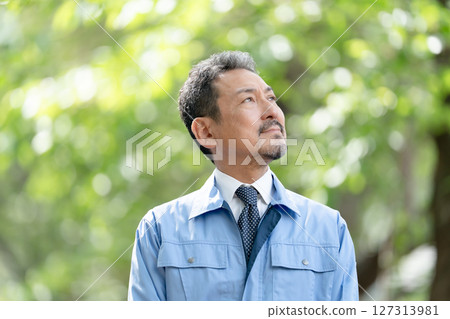 男士工作服 鮮綠色 127313981