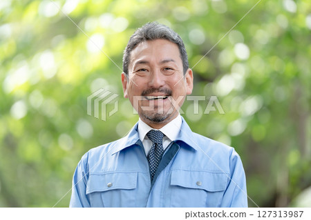 男士工作服 鮮綠色 127313987
