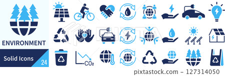 Environmental silhouette icon set Environmental silhouette icon set 127314050