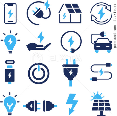 電力相關輪廓圖示設定為兩種顏色藍色 127314054