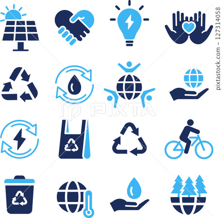 Set of environmental silhouette icons in two colors 127314058