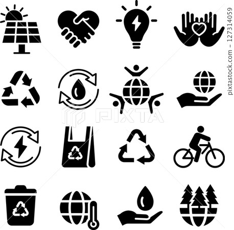 Monochrome environmental silhouette icon set 127314059