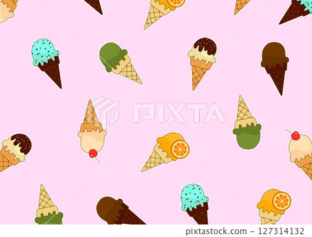 Pop and cute ice cream background illustration Pop and cute ice cream background illustration 127314132
