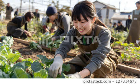 Young woman experiencing agriculture Young woman experiencing agriculture 127314675