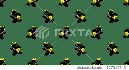 bear seamless pattern polar bear running vector cap hat cartoon doodle black teddy gift wrapping paper tile background repeat wallpaper scarf isolated illustration design 127314843