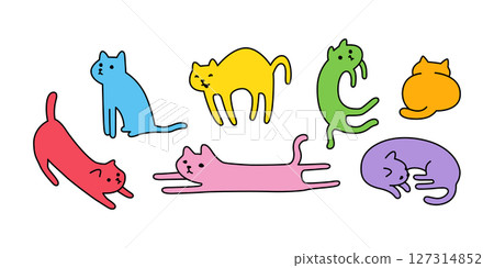 cat vector kitten colorful calico doodle icon cartoon character pet illustration animal symbol isolated design 127314852