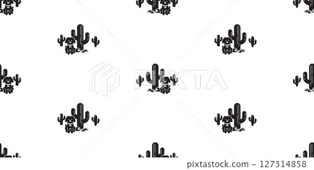 dog seamless pattern cactus desert black puppy pet silhouette vector breed cartoon french bulldog gift wrapping paper repeat wallpaper tile background doodle illustration isolated design 127314858