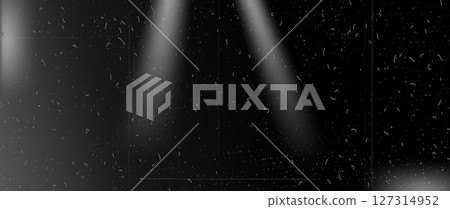 Black and white flash light leaks spotlight texture. Distressed retro photo burn effect. Old movie filter overlay. Blurry film gradient with dust, scratches and faded stripes. Vector decoration 127314952