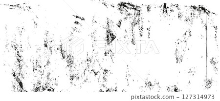 Film black and white old textured overlay. Distressed rough photo effect. Old filter frame. Grunge texture with dust, scratches and grit stripes. Vector transparent retro decoration 127314973