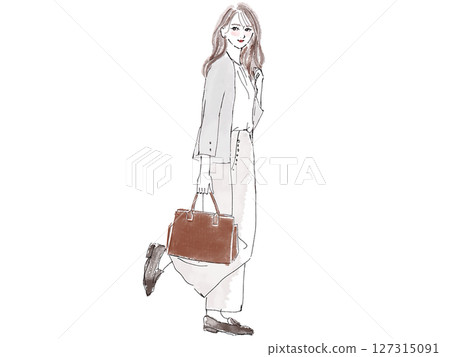 Full body of a stylish woman in a jacket suit Full body of a stylish woman in a jacket suit 127315091