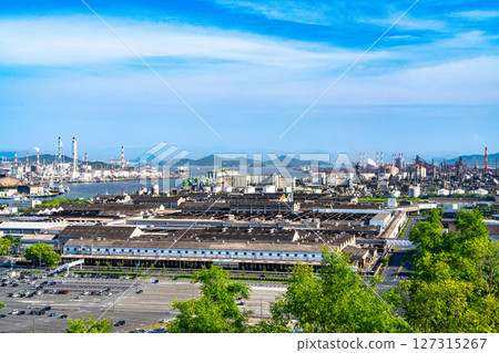 View of the Mizushima coastal industrial area on a clear day during the rainy season as seen from Mount Kamejima 19 Kurashiki City, Okayama Prefecture 127315267