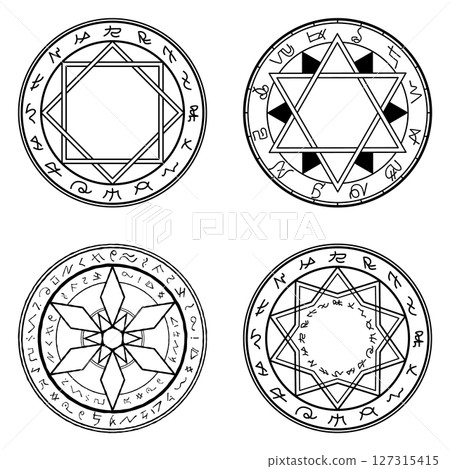 Magic circle illustration set 127315415