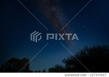 The fantastic Milky Way floating in the night sky at Senjogahara in Oku-Nikko, Yamanashi Prefecture 127315917