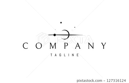 Vector logo with an abstract image of a planet with an orbit against the background of open space. Vector logo with an abstract image of a planet with an orbit against the background of open space. 127316124