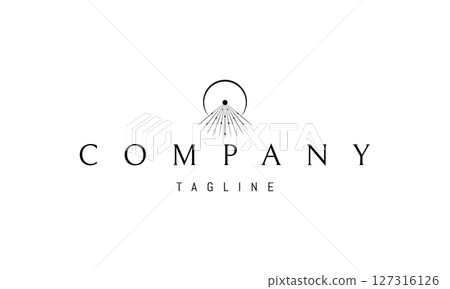 Vector logo with an abstract image of the sun and rays. Vector logo with an abstract image of the sun and rays. 127316126