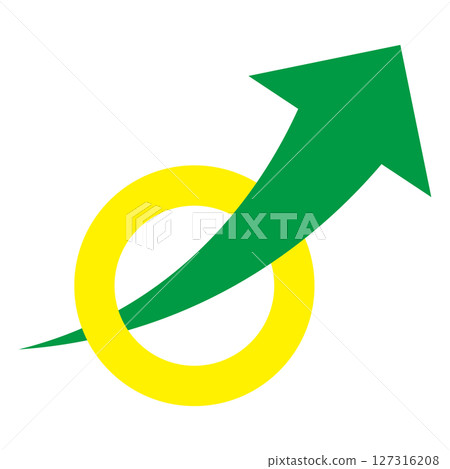 Right-sloping arrow passing through a round frame Growth White background Right-sloping arrow passing through a round frame Growth White background 127316208