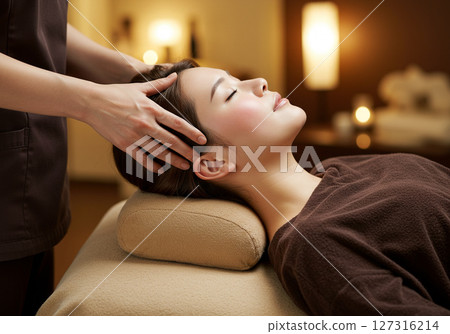 Exquisite head spa treatment in progress | Relaxation salon materials Exquisite head spa treatment in progress | Relaxation salon materials 127316214