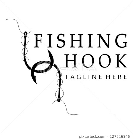 fishing hook logo design, fishing bait, fishing shop, tournament, angler, fishing community 127316546