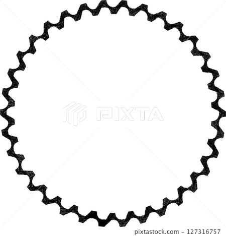 Black uneven wavy line circular frame Black uneven wavy line circular frame 127316757