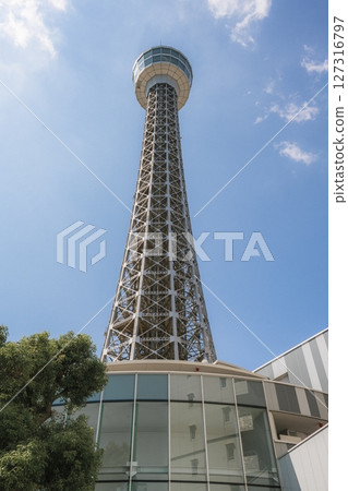 Yokohama, Japan - 05 June 2025 : Yokohama Marine Tower near Tokyo, Japan, which was filmed on a clear afternoon in early summer 127316797