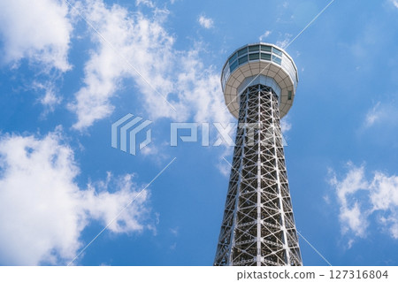 Yokohama, Japan - 05 June 2025 : Yokohama Marine Tower near Tokyo, Japan, which was filmed on a clear afternoon in early summer Yokohama, Japan - 05 June 2025 : Yokohama Marine Tower near Tokyo, Japan, which was filmed on a clear afternoon in early summer 127316804