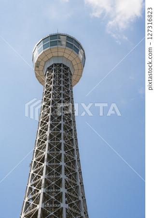 Yokohama, Japan - 05 June 2025 : Yokohama Marine Tower near Tokyo, Japan, which was filmed on a clear afternoon in early summer 127316823