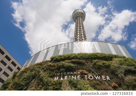 Yokohama, Japan - 05 June 2025 : Yokohama Marine Tower near Tokyo, Japan, which was filmed on a clear afternoon in early summer Yokohama, Japan - 05 June 2025 : Yokohama Marine Tower near Tokyo, Japan, which was filmed on a clear afternoon in early summer 127316833