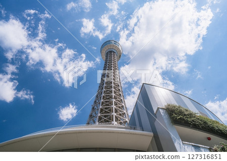 Yokohama, Japan - 05 June 2025 : Yokohama Marine Tower near Tokyo, Japan, which was filmed on a clear afternoon in early summer 127316851