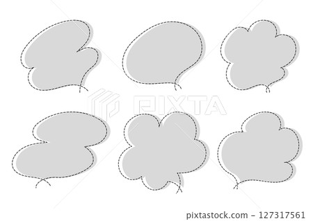A simple and cute set of speech bubbles made with dotted lines - Gray 127317561