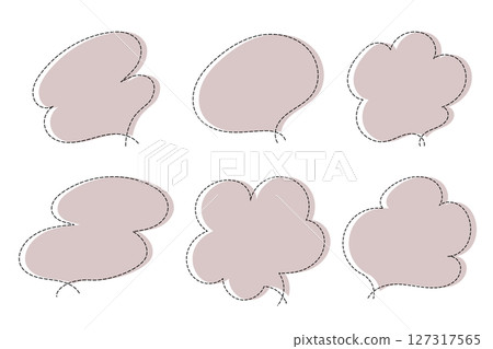 A simple and cute set of speech bubbles made with dotted lines - Gray 127317565