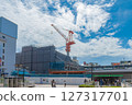 從松戶站東口眺望車站大樓的再開發工程 127317701