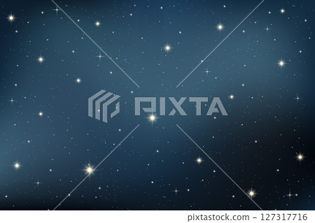 Dark winter night sky illustration with a glowing gradient, shining stars, celestial constellations, and abstract cosmic pattern. Vector design is perfect for magical astrology wallpaper or backdrop 127317716