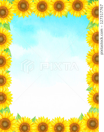 向日葵，藍天，影印空間 127317767