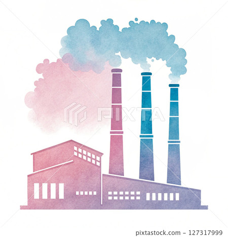 Industrial plant Clipart Elements Watercolor  127317999