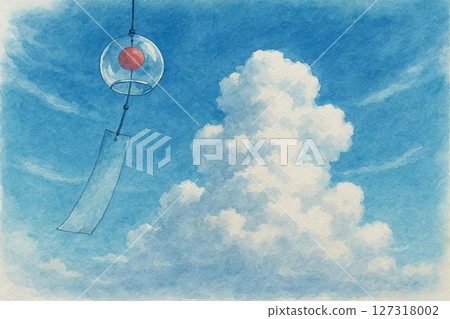 Summer image, summer sky, wind chimes 127318002
