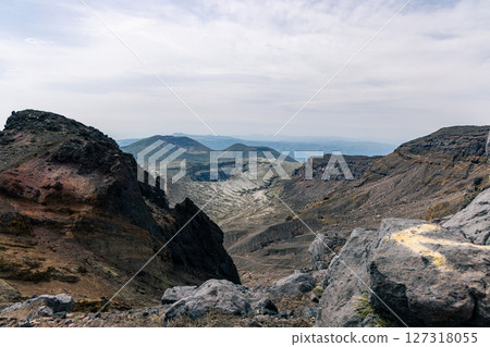 The crater of Mount Aso seen from the top of the mountain 127318055