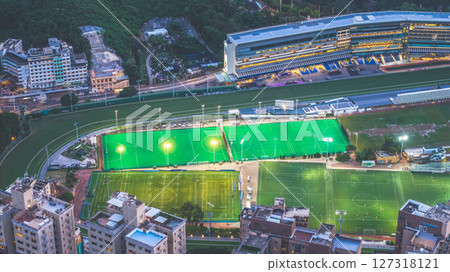 June 10 2022 View of Urban Skyline With Central Parkland and Sports Complex 127318121