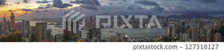June 10 2025 Panoramic View of Hong Kong Waterfront Skyline at Dusk 127318127