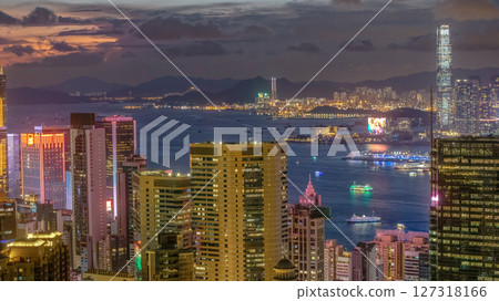 June 10 2025 Vibrant Skyline of Hong Kong at Dusk Overlooking the Harbor June 10 2025 Vibrant Skyline of Hong Kong at Dusk Overlooking the Harbor 127318166