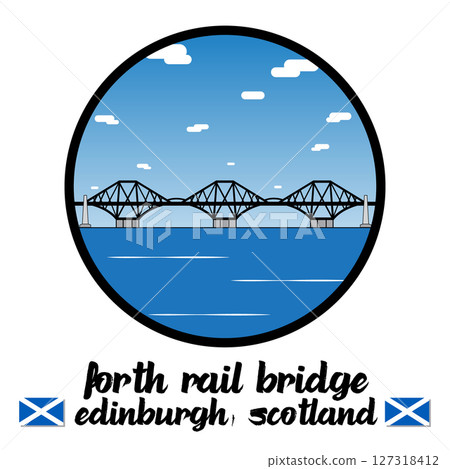 Circle Icon Forth Rail Bridge. Vector Illustration 127318412