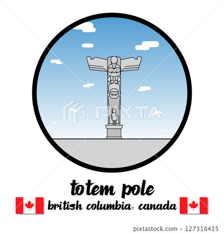 Circle Icon Totem Pole. Vector Illustration Circle Icon Totem Pole. Vector Illustration 127318415