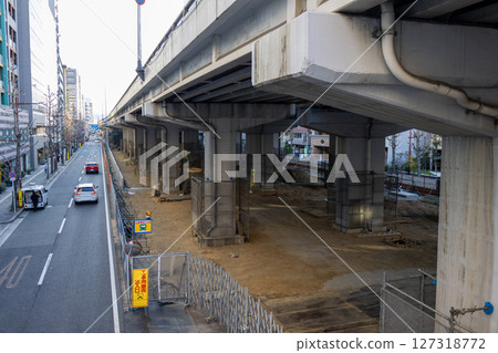 Construction site under the Osaka Metro Midosuji Line 127318772