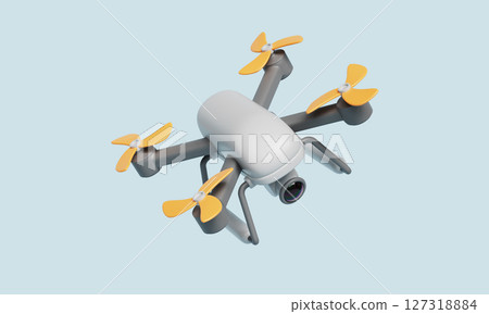 Drone with Camera Icon. 3D Rendering. Drone with Camera Icon. 3D Rendering. 127318884