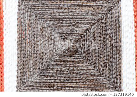 Closed up of gray and brown color square shape of weave textured background with copy space 127319140